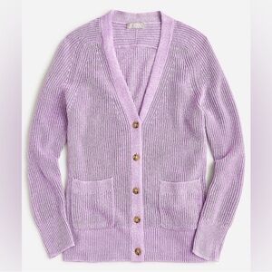 J. Crew Relaxed Cotton Linen Blend Cardigan Sweater in Lilac, Size XS